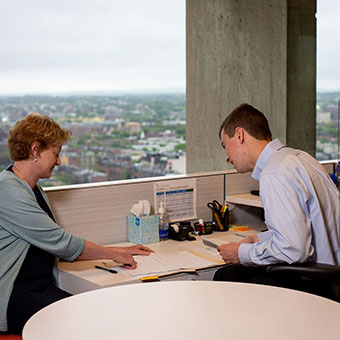 two people meeting in office